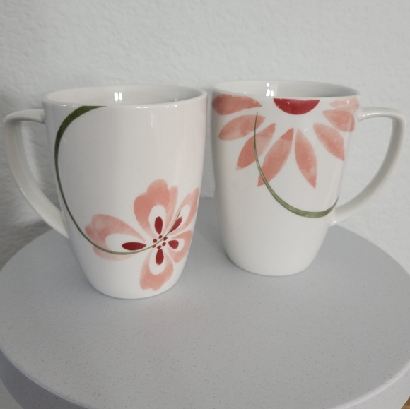 Set of 2 Corelle Coordinates Coffee Mug Tea Cup White with Pretty Pink Flowers - Picture 12 of 12